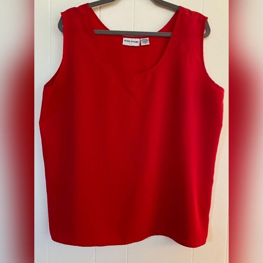 Alice Stuart Top Women’s 1X Red Tank Sleeveless Summer